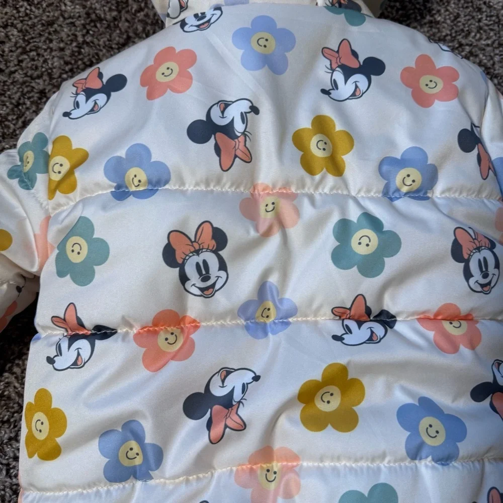 Toddler Minnie Mouse Hooded Puffer Jacket - 2T EUC